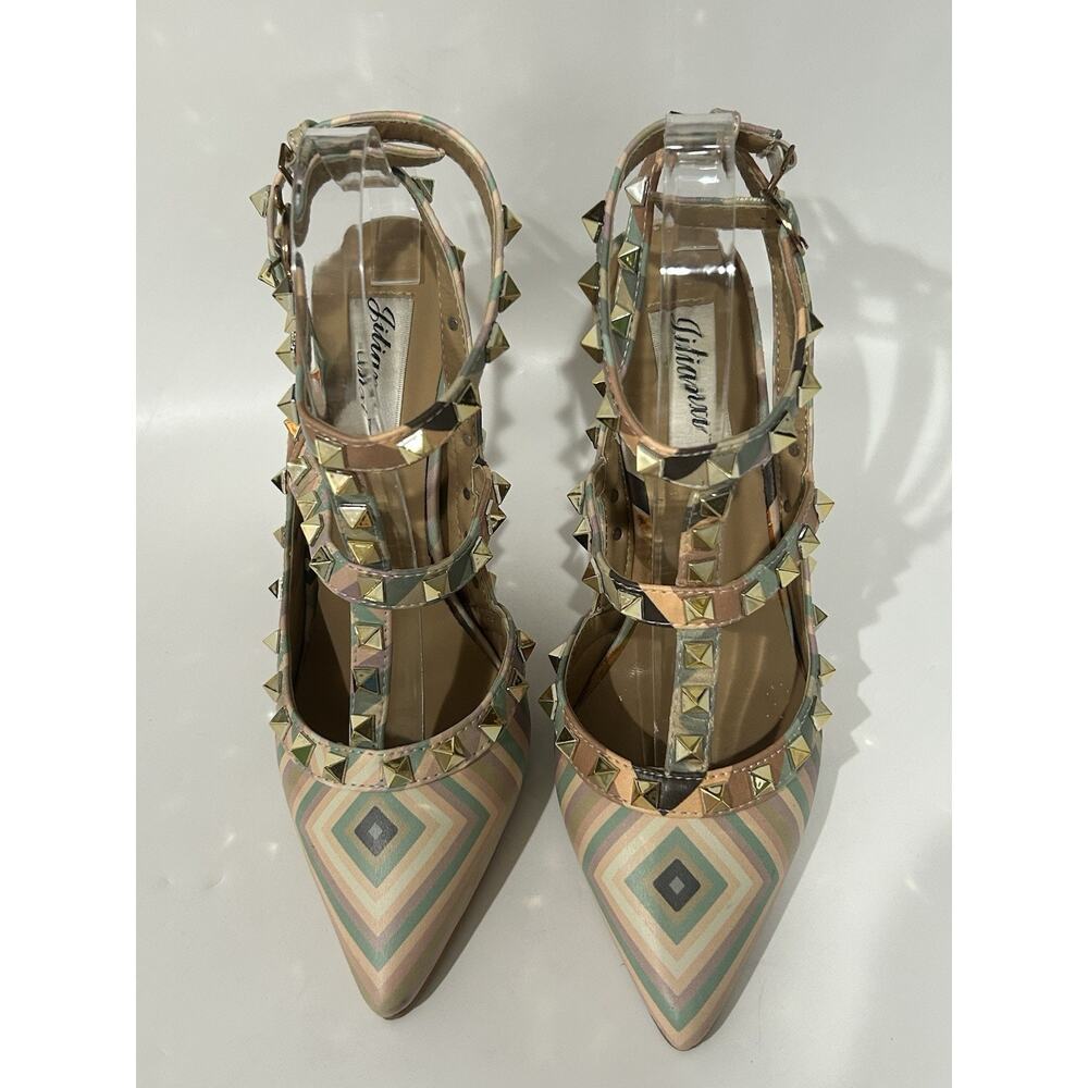 Jitianxi Sandal Studded Multiple Color Striped size 7.5